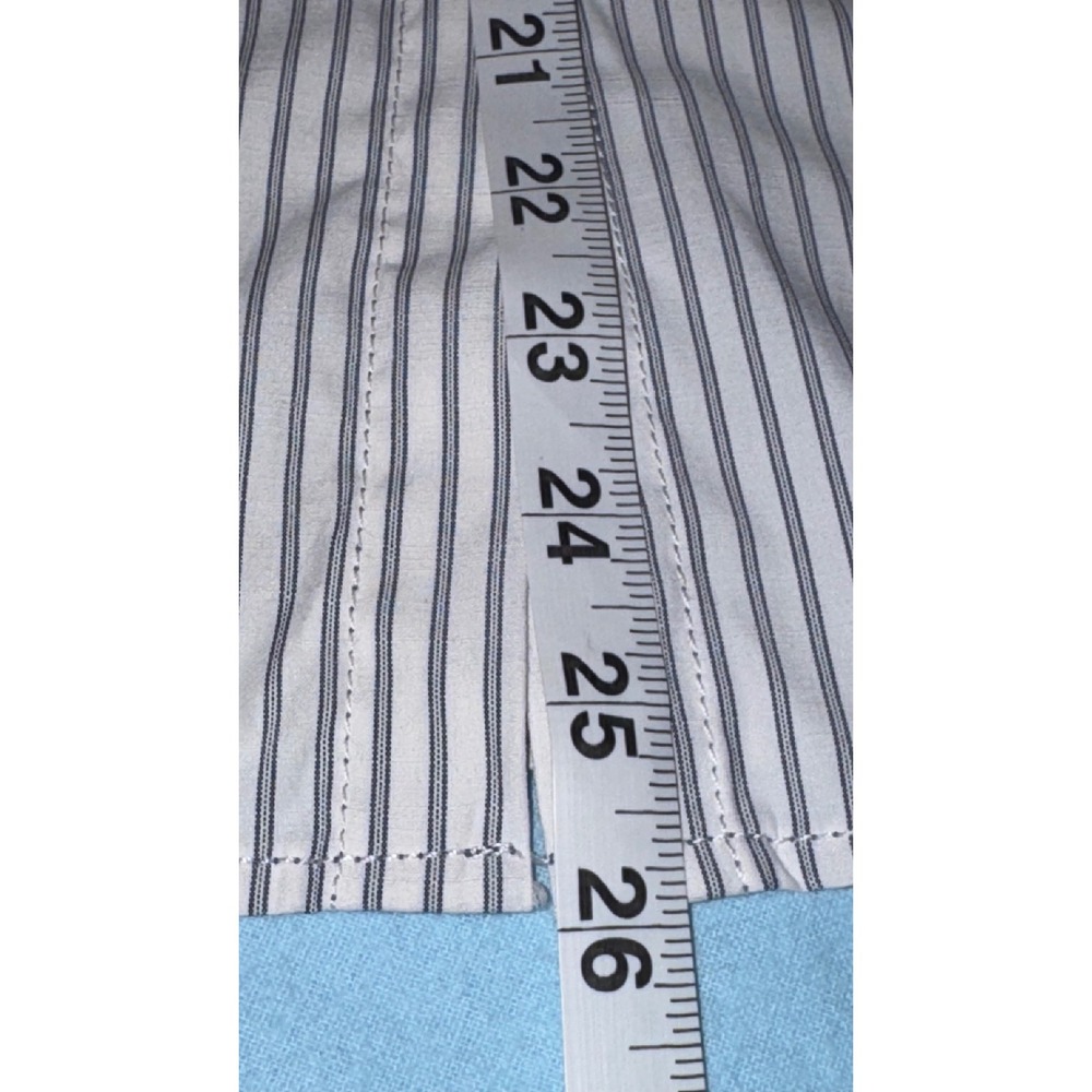 Max Studio London Womens XS Striped Button Down Shirt Roll Tab Sleeve Navy White - Picture 6 of 12